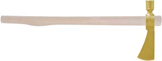 Carlos Gove pattern pipe tomahawk,
brass head, 
22" tapered and drilled curly maple handle,
made in the U.S.A.